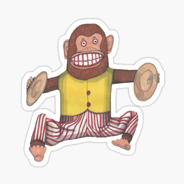 Monkey, Clapping Monkey, classic wind up toy. Sticker