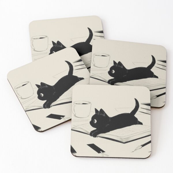 Water color style Black Cat Sandstone Car Coasters, Black Cat Coasters,car  holder coaster, Black Cat, Cat, Watercolor