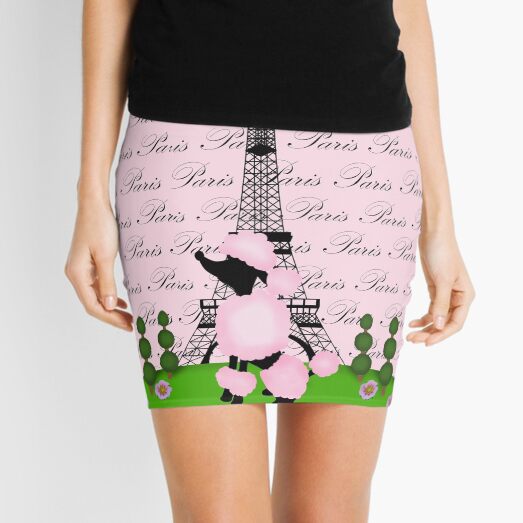 Pink Poodle Eiffel Tower Mini Skirt