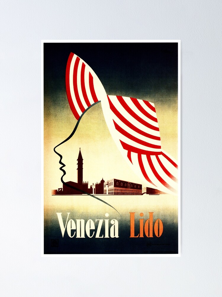 Classic Reproduction Vintage Italian Art Deco Travel Poster Italy Venezia 