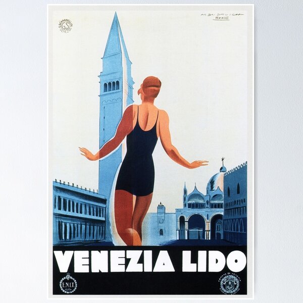 Item preview, VENEZIA LIDO Italy Holiday Travel Advertisement Vintage Italian Poster. designed and sold by retroposters.