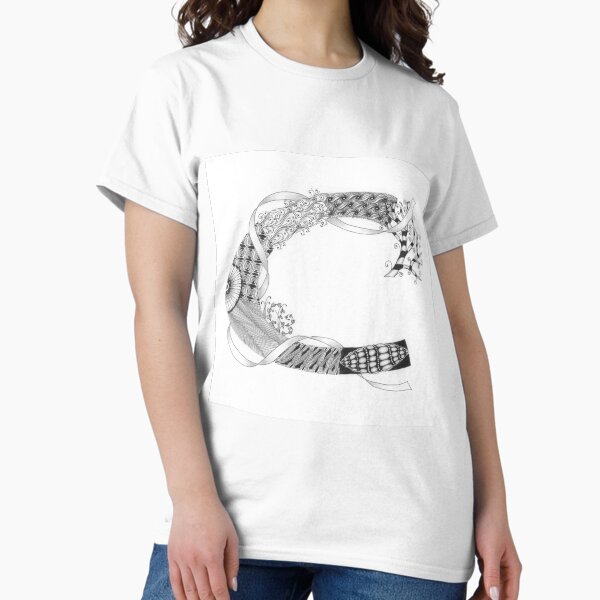 Zentangle®-Inspired Art - Tangled Alphabet - C Classic T-Shirt