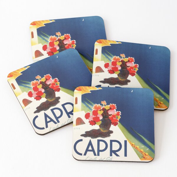Item preview, CAPRI Island in the Sun NAPLES ITALY Travel Poster Vintage Art Deco designed and sold by retroposters.