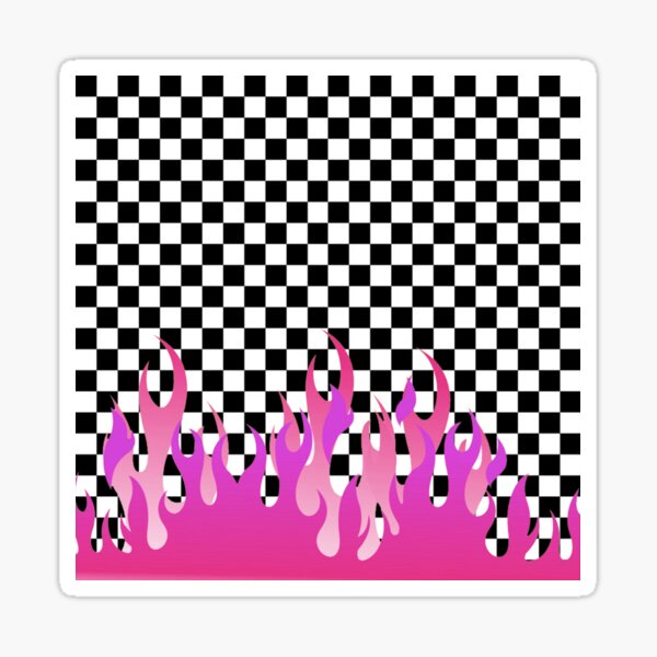 Green Flames Checkerboard Sticker for Sale by NeonMemes Redbubble