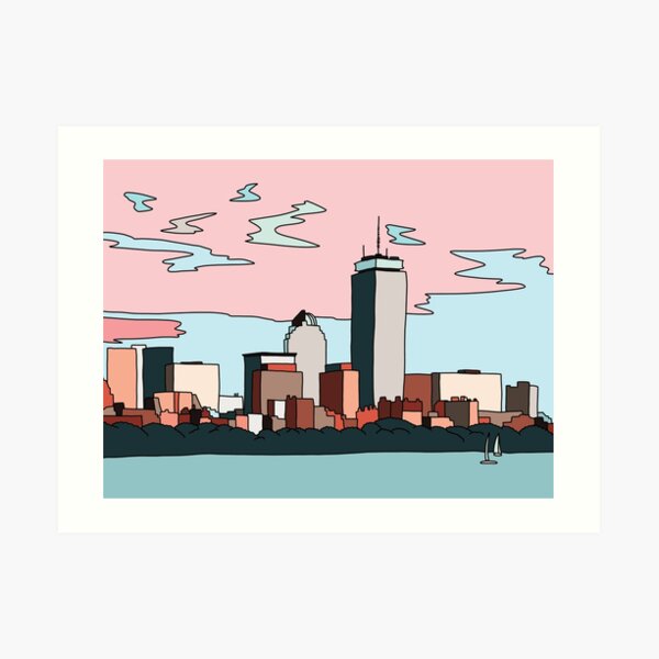 Boston skyline by Elebea Art Print