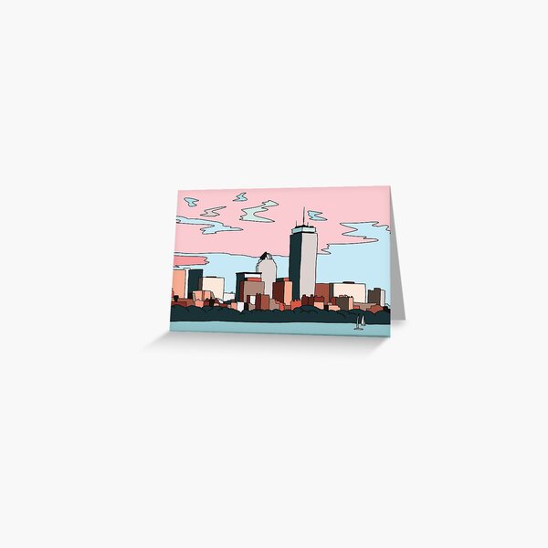 Boston skyline by Elebea Greeting Card