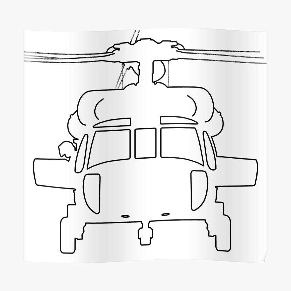 Download Black Hawk Helicopter Outline Graphic Black Mask By Soitwouldseem Redbubble PSD Mockup Templates