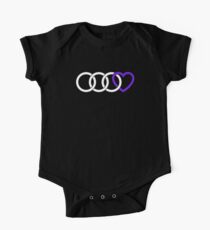 3 Audi Rings + Heart (Purple) Short Sleeve Baby One-Piece