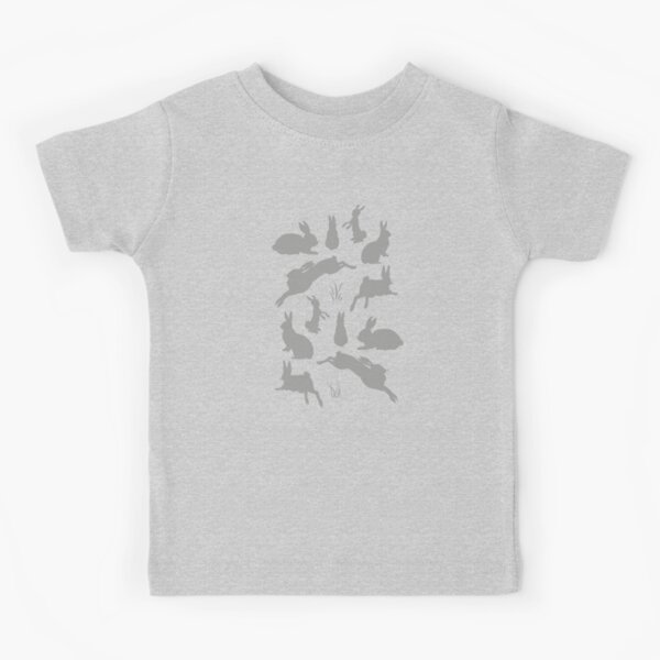 Rabbit Pattern | Rabbit Silhouettes | Bunny Rabbits | Bunnies | Hares | Grey and White | Kids T-Shirt