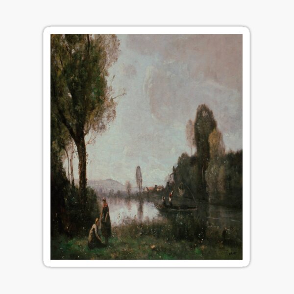 Seine Landscape near Chatou-Camille Corot Sticker