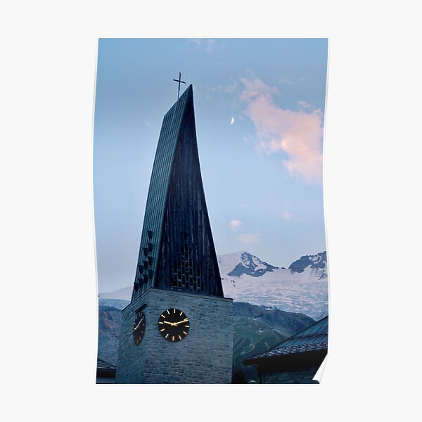 Saas-Fee church tower Poster