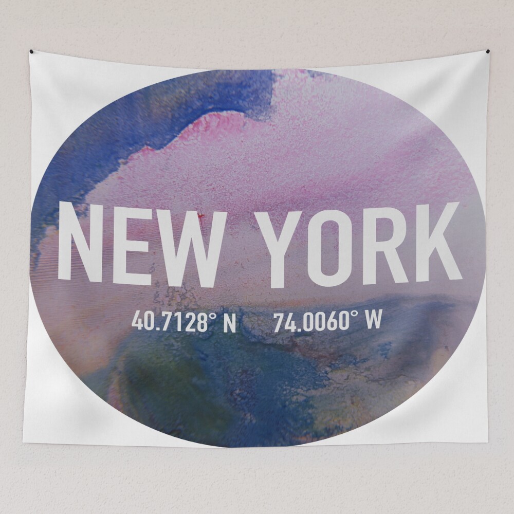 New York Coordinates on a tapestry