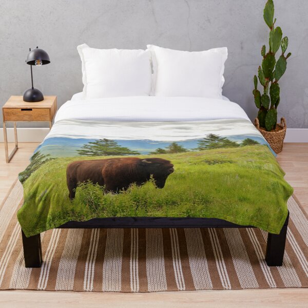 Spring Bison Throw Blanket