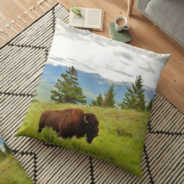 Spring Bison Floor Pillow