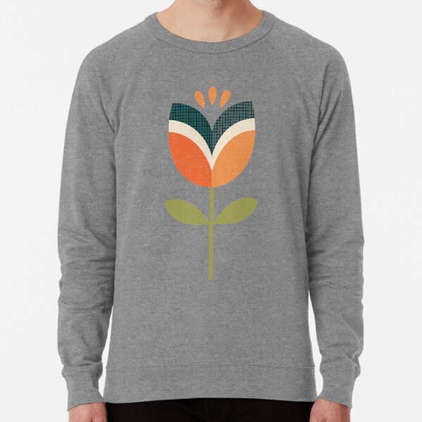 Retro Tulip - Orange and Olive Green Lightweight Sweatshirt