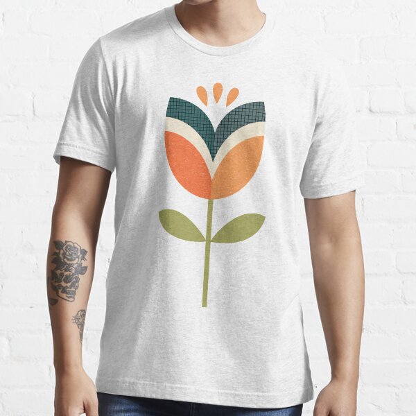 Retro Tulip - Orange and Olive Green Essential T-Shirt