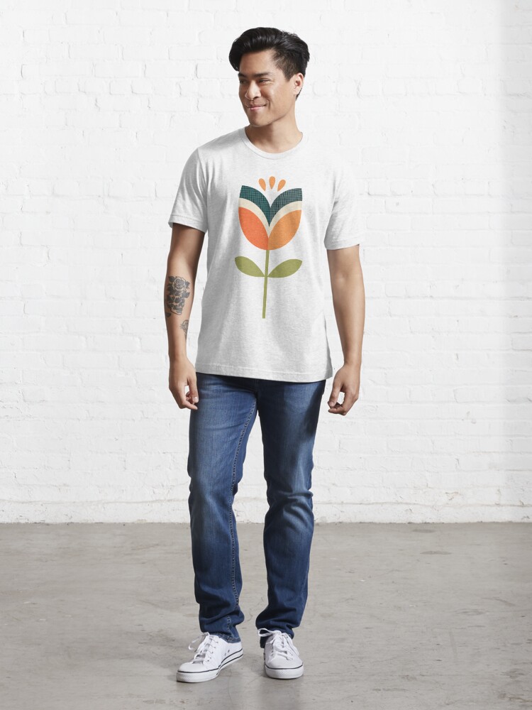 Retro Tulip - Orange and Olive Green | Essential T-Shirt