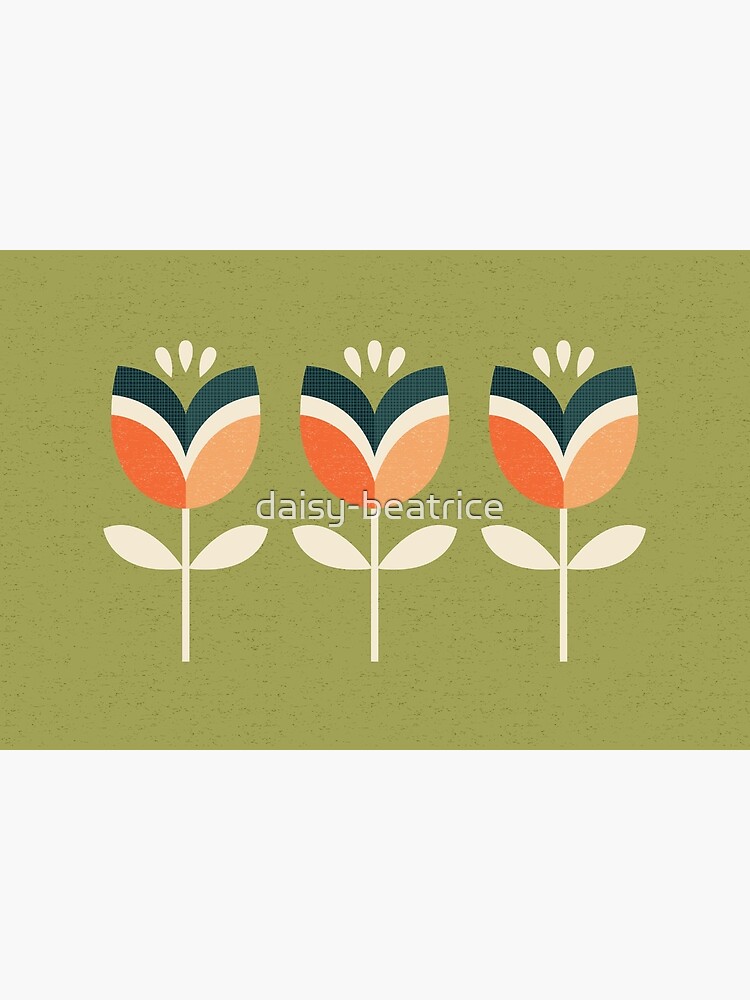 Retro Tulip - Orange and Olive Green by daisy-beatrice