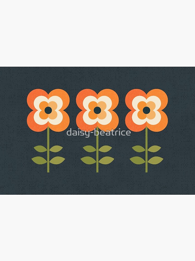 Disover Retro Flower - Orange and Charcoal Bath Mat