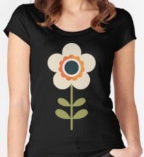 Retro Blossom - Orange and Cream Fitted Scoop T-Shirt