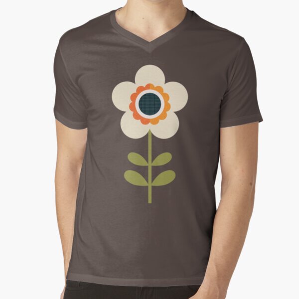Retro Blossom - Orange and Cream V-Neck T-Shirt