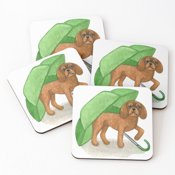 Item preview, Cavalier King Charles Spaniel - Green Umbrella Ruby designed and sold by jollyinu.