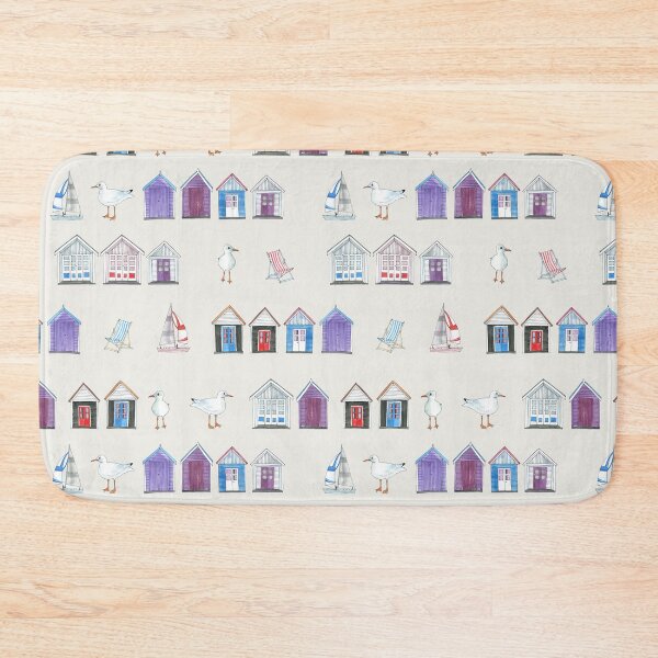 Item preview, Beach Huts, Bournemouth - on grey - watercolour pattern by Cecca Designs designed and sold by Cecca-Designs.