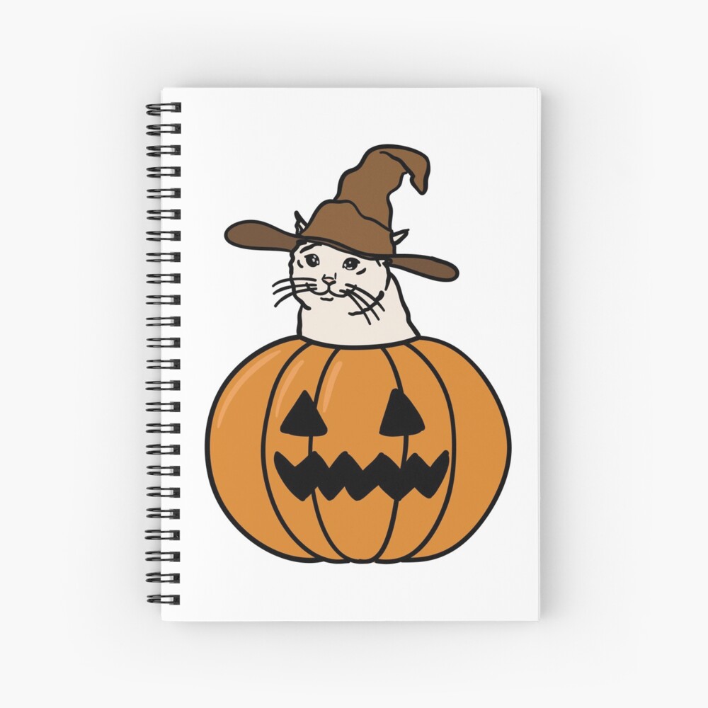 Cuaderno de espiral «Meme gato llorando en calabaza para Halloween» de  plumpjose | Redbubble