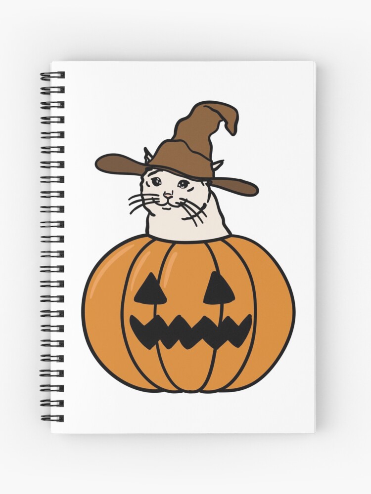 Cuaderno de espiral «Meme gato llorando en calabaza para Halloween» de  plumpjose | Redbubble