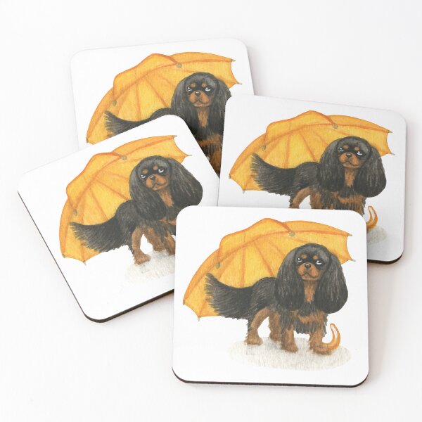 Item preview, Cavalier King Charles Spaniel - Yellow Umbrella Black and Tan designed and sold by jollyinu.