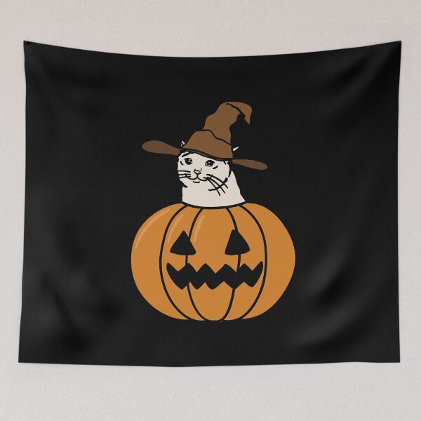 Item preview, Halloween Crying Cat Meme In Pumpkin  designed and sold by plumpjose.