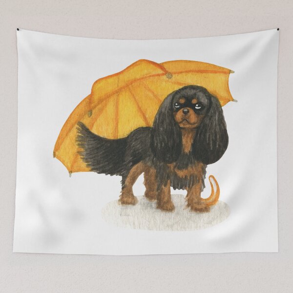 Item preview, Cavalier King Charles Spaniel - Yellow Umbrella Black and Tan designed and sold by jollyinu.