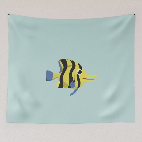 Item preview, Tropical Yellow and Black Striped Happy Fish designed and sold by EyeLoveAnimals.