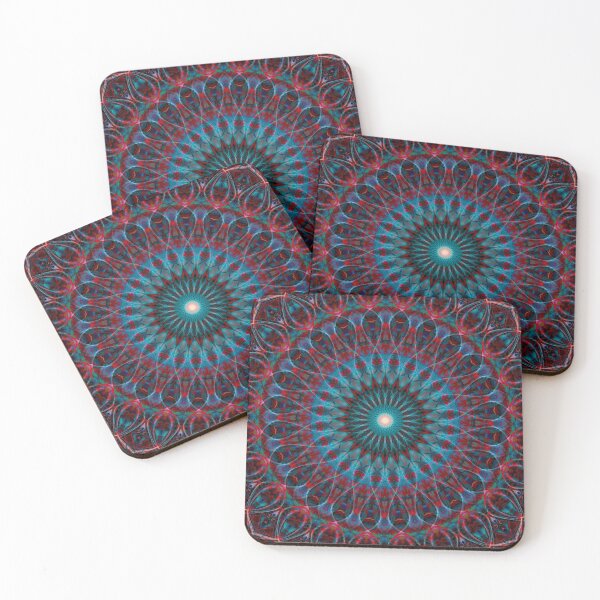 Item preview, Glowing mandala in light blue and dark red tones designed and sold by JBlaminsky.