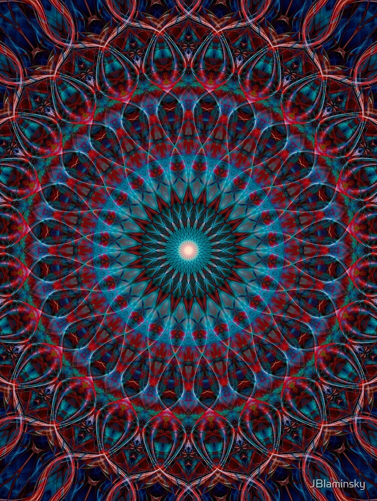 glowing-mandala-in-light-blue-and-dark-red-tones-by-jblaminsky