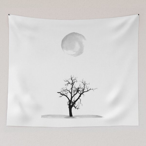 Item preview, Tree and Moon Minimalist Abstract Art Silhouette designed and sold by NordicStudio.