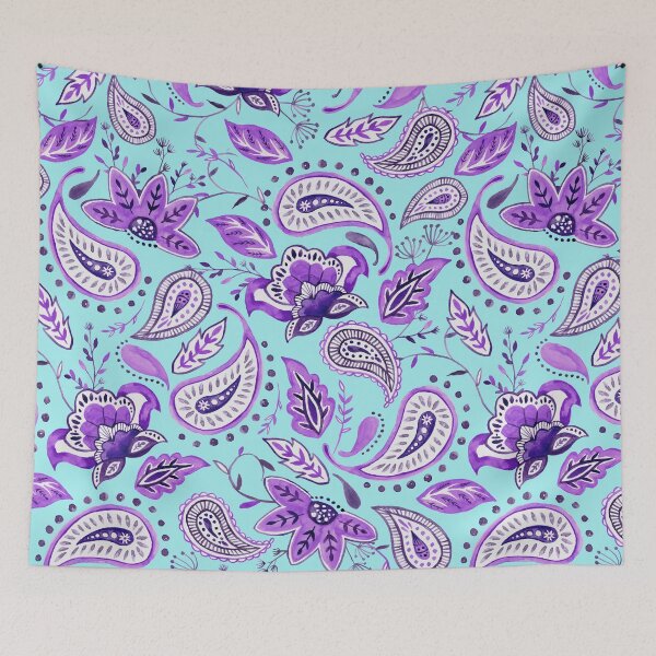 Item preview, Watercolor Purple Floral Paisley - Teal designed and sold by Beatitudes Design.