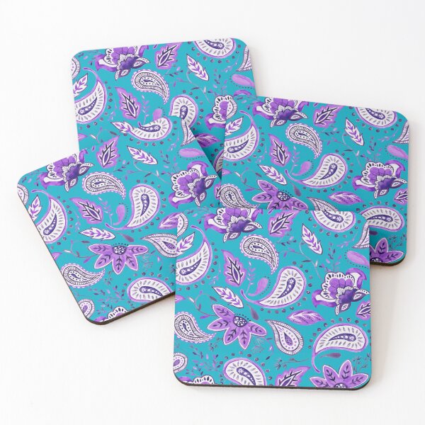 Item preview, Watercolor Purple Floral Paisley - Turquoise designed and sold by Beatitudes Design.