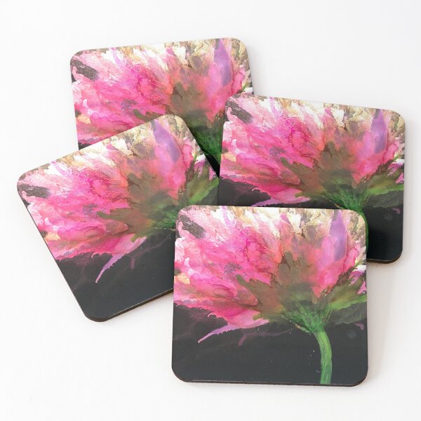 Item preview, Bright pink alcohol ink flower on black. designed and sold by Gill Barrett Art.