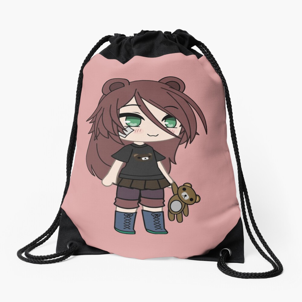 Gacha life series-urso mágico menina kaya mochila cordão saco de