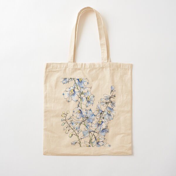 Blue Delphinium Flowers Cotton Tote Bag