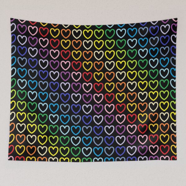 Item preview, Broader Spectrum Rainbow Outlined Hearts Black  designed and sold by lornakay.