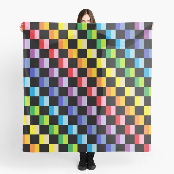 Checkered Broader Spectrum Rainbow Black Scarf