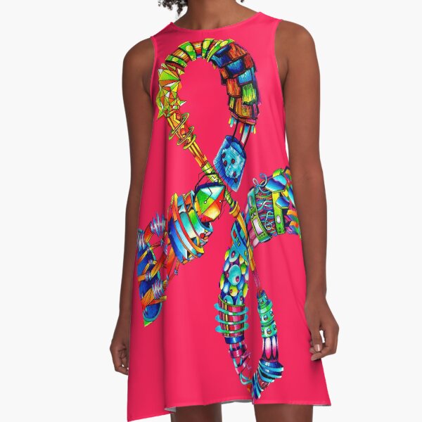 Everything Fits Together - Illustration - Color it Yourself! A-Line Dress