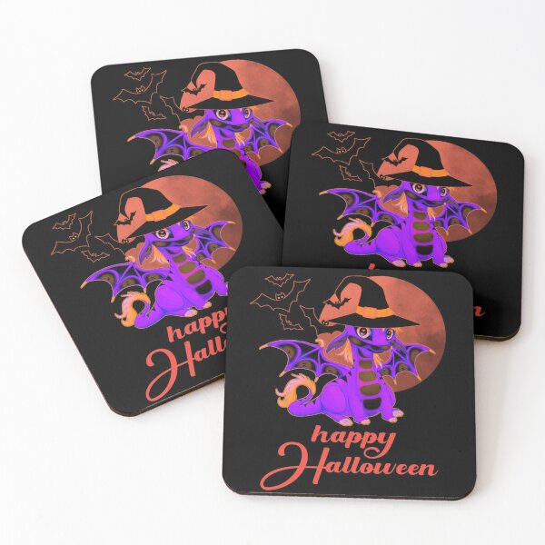 Item preview, Cute Anime Dragon Happy Halloween Orange Moon Purple Baby Dragon designed and sold by OnPointLGBTStyles.