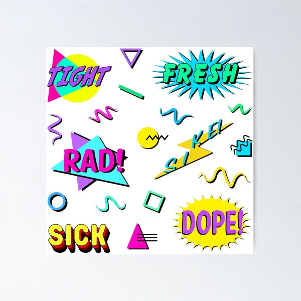 Item preview, 1990s Nineties Kids Sayings Phrases and Patterns ~ 90s Repeating Pattern and Sticker Sheet Slang Collection Bundle Pack Set designed and sold by Neon-Wolf.