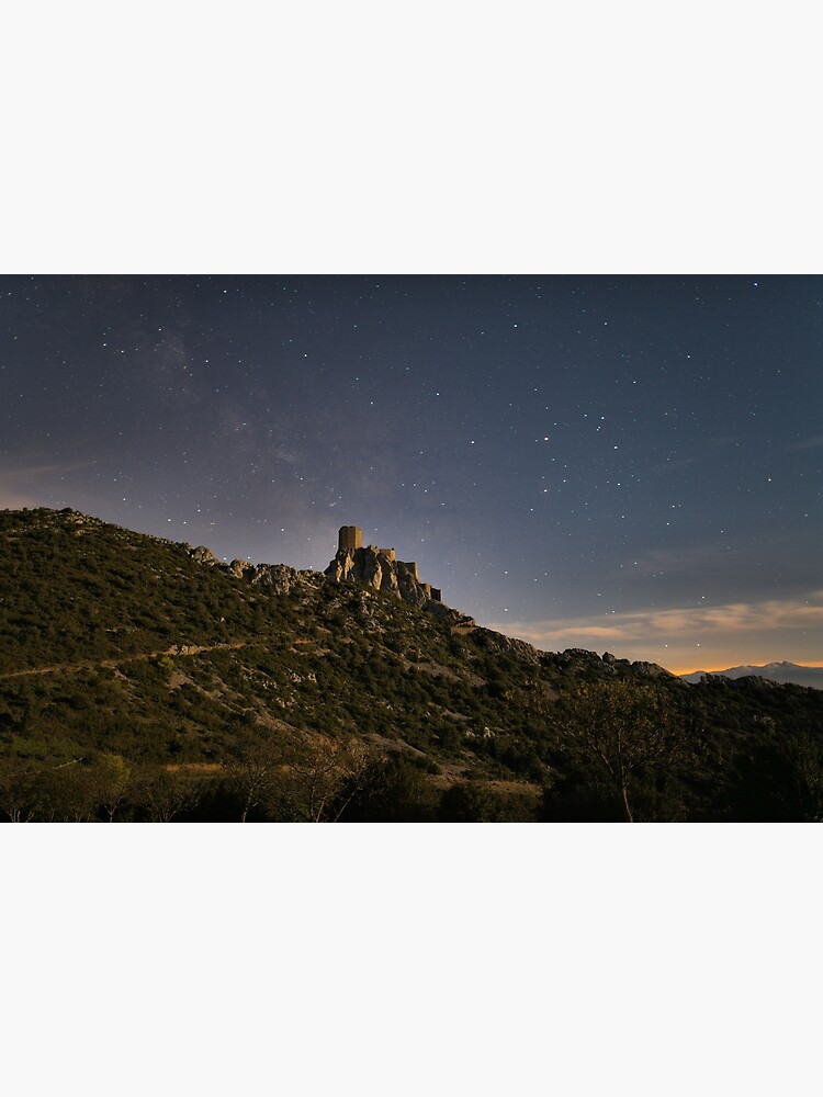 Aperçu 7 sur 7. Impression encadrée avec l'œuvre Le château de Quéribus sous la Voie lactée créée et vendue par PhilippeContal.