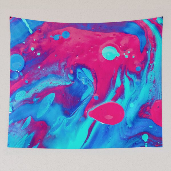 Item preview, Abstract Pink and Blue Oil Slick Tye Dye Painting designed and sold by PODLizardWizard.