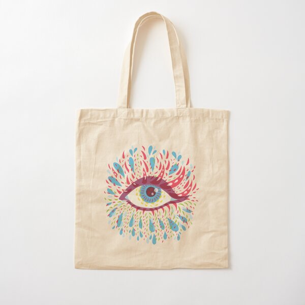 Weird Blue Psychedelic Eye Cotton Tote Bag