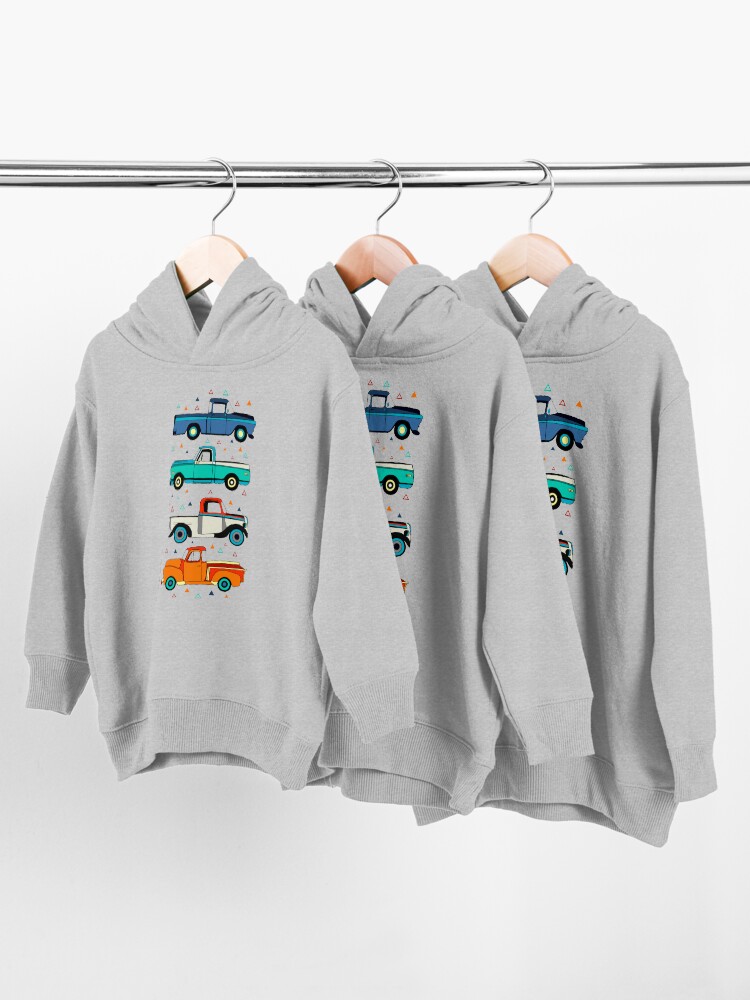 Alternate view of Bright Vintage Trucks Toddler Pullover Hoodie